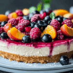 Summer Berry and Peach Cheesecake