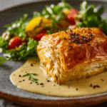 Chicken in Puff Pastry with Mustard Cream Sauce