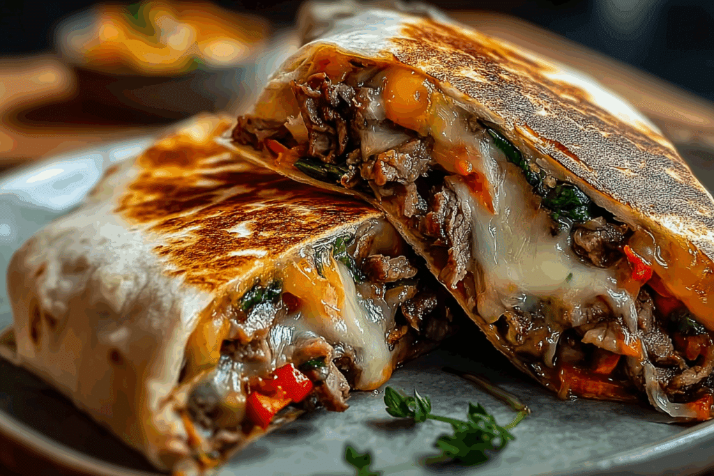Philly Cheesesteak Grilled Cheese Burrito