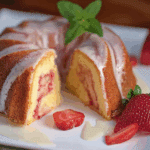 Strawberry Cream Cheese Pound Cake with Vanilla Glaze