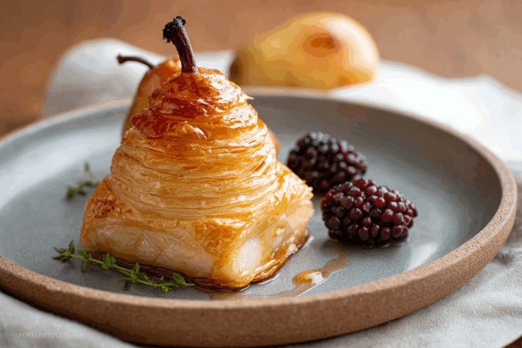 The Hidden Pearl: Poached Pear Wrapped in Brie, Baked in Puff Pastry