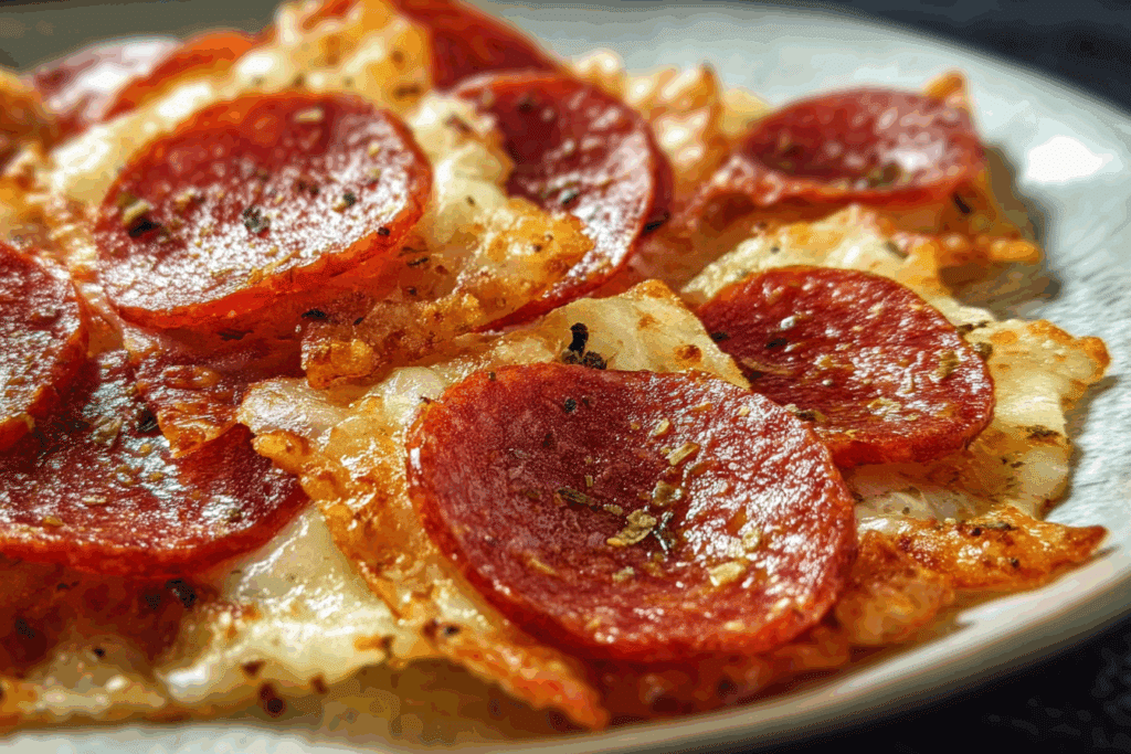 Low-Carb Pepperoni Pizza Crisps