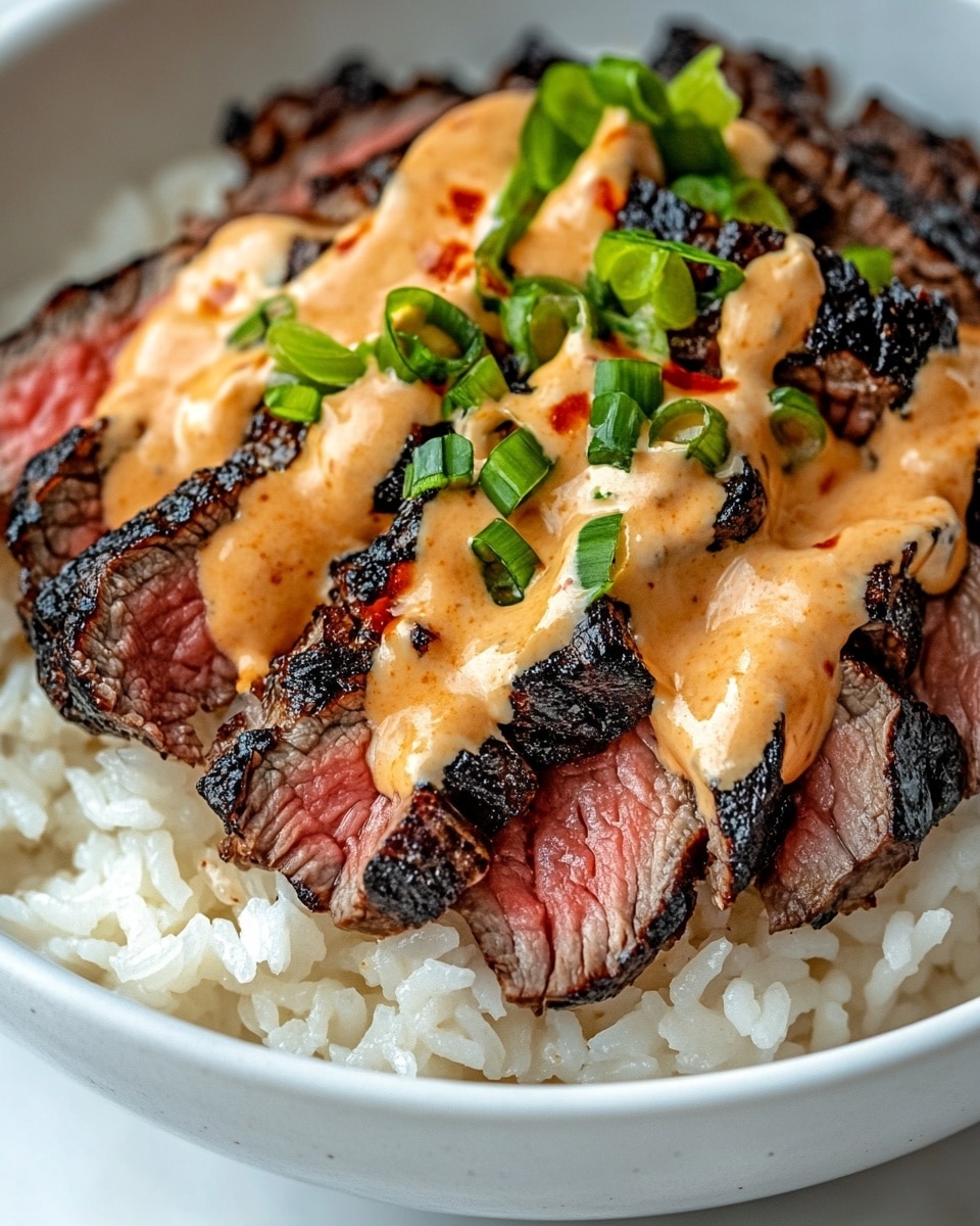 Korean BBQ Steak Rice Bowls with Spicy Cream Sauce Recipe - Recipe Image