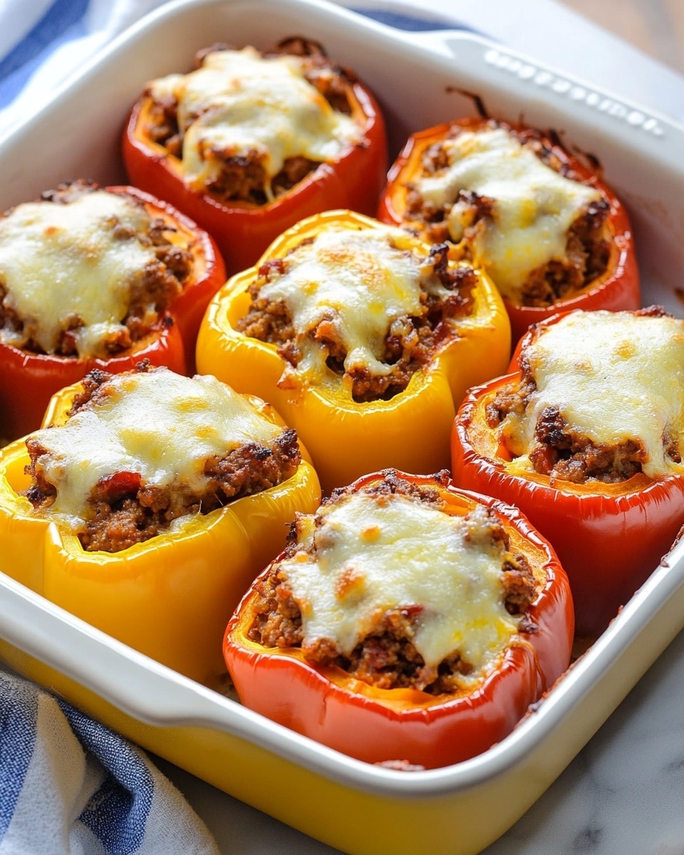 Stuffed Bell Peppers with Ground Beef, Rice, and Cheese Recipe - Recipe Image