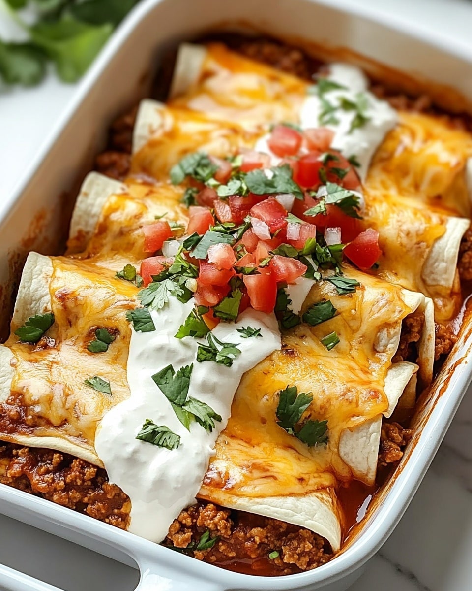 Savory Ground Beef Enchiladas with Cheddar and Enchilada Sauce Recipe - Recipe Image