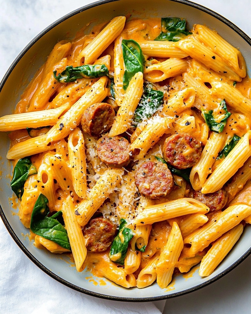 One Pot Creamy Cajun Sausage Pasta Recipe - Recipe Image