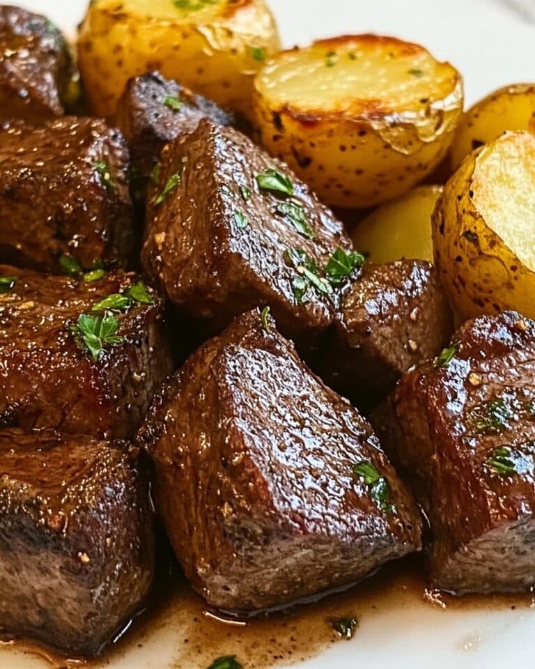Garlic Butter Steak Bites and Potatoes (Tender & Crispy) Recipe