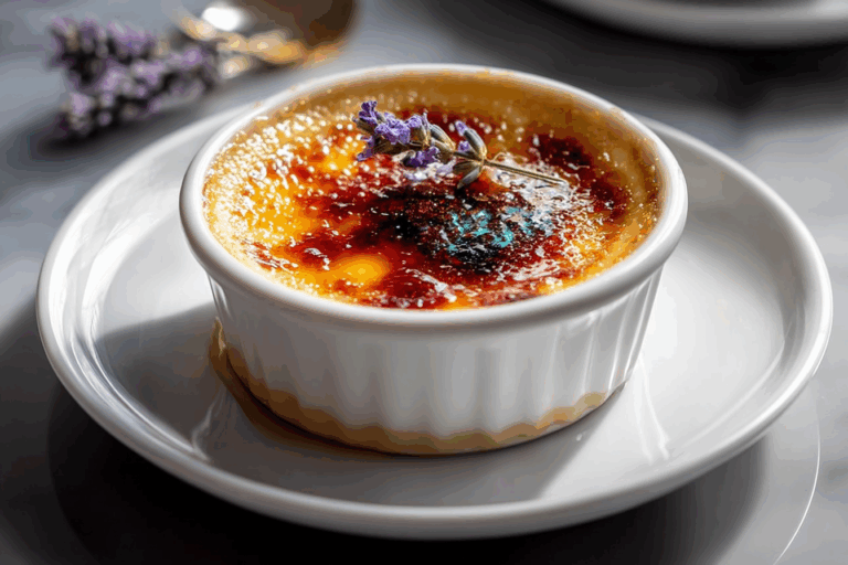 Earl Grey Crème Brûlée with Honey-Lavender Sugar Glaze