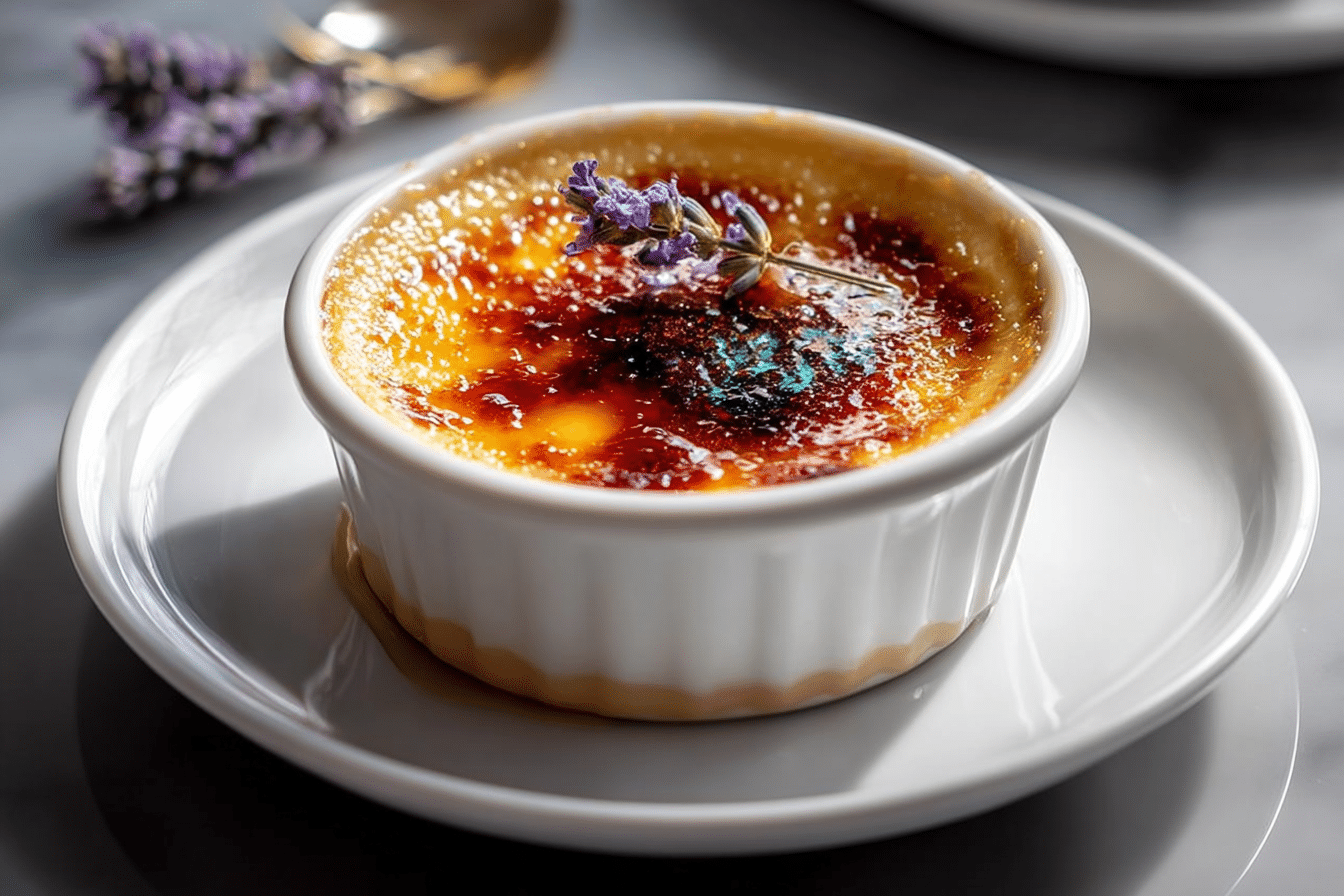 Earl Grey Crème Brûlée with Honey-Lavender Sugar Glaze
