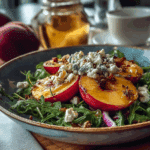 FRESH PEACH SALAD WITH ARUGULA, FETA & HONEY DRESSING