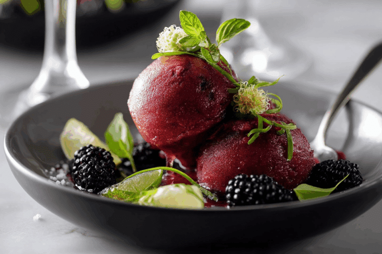 Basil & Blackberry Gin-Tonic Sorbet Scoop