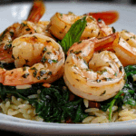 LEMON GARLIC SHRIMP WITH SPINACH ORZO