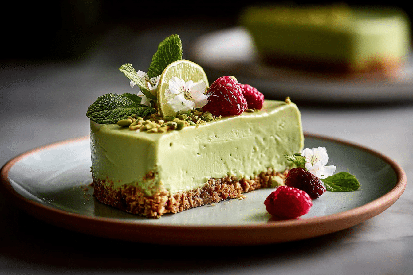 No-Bake Avocado Lime Cheesecake with Coconut-Date Crust
