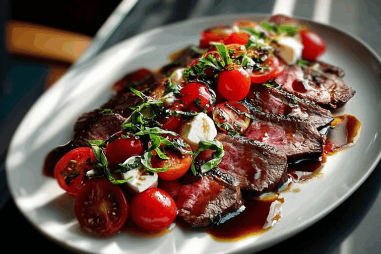 Balsamic Grilled Flank Steak Caprese