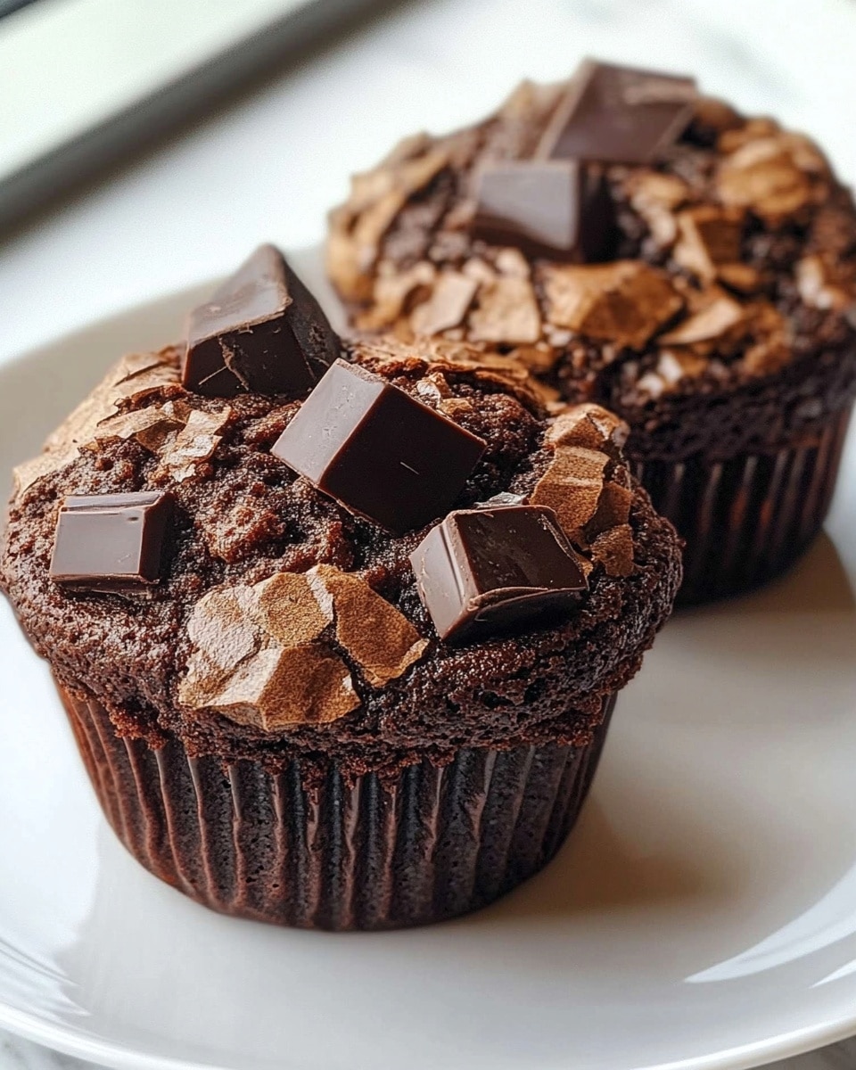 Fudgy Double Chocolate Chunk Zucchini Muffins Recipe - Recipe Image