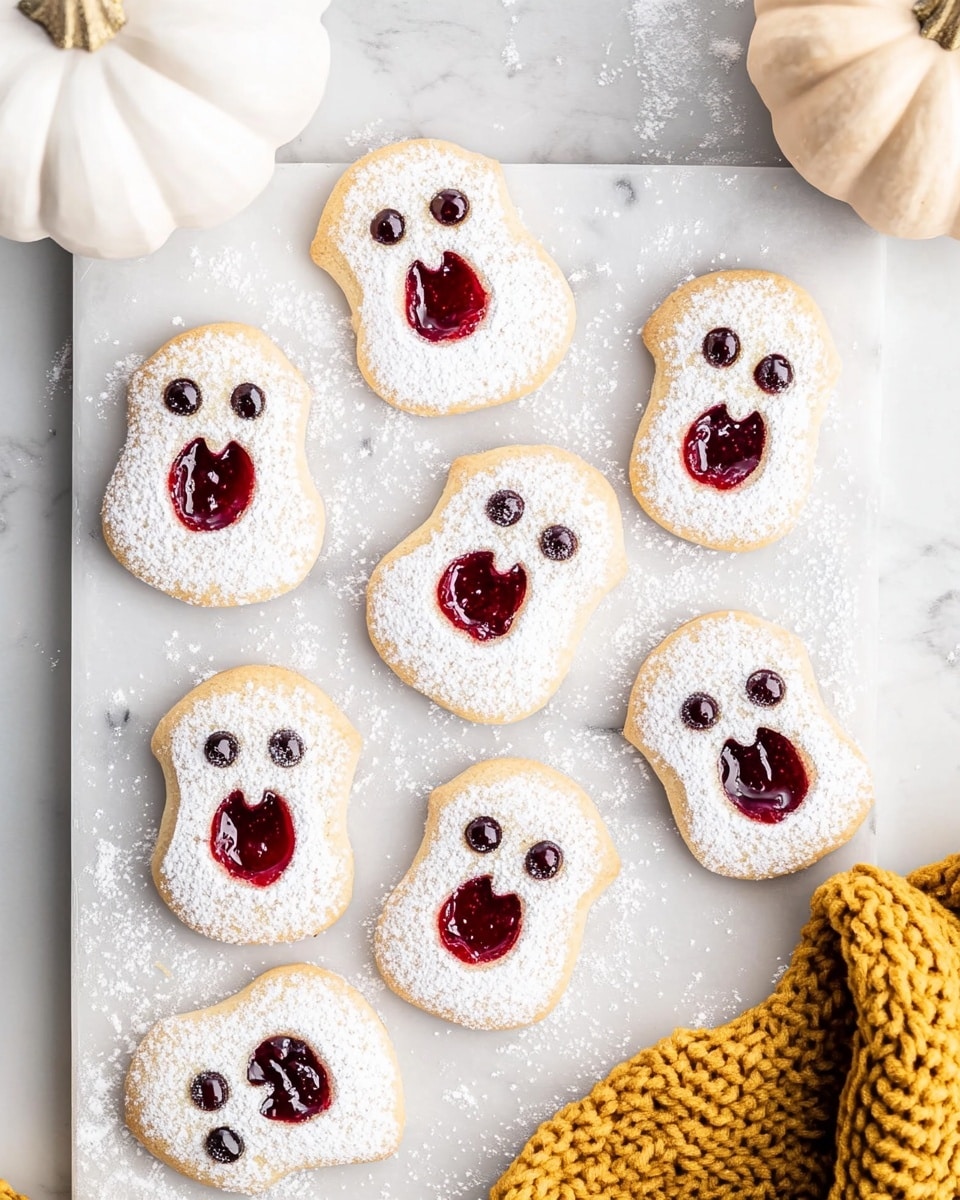 Halloween Ghost Linzer Cookies Recipe - Recipe Image