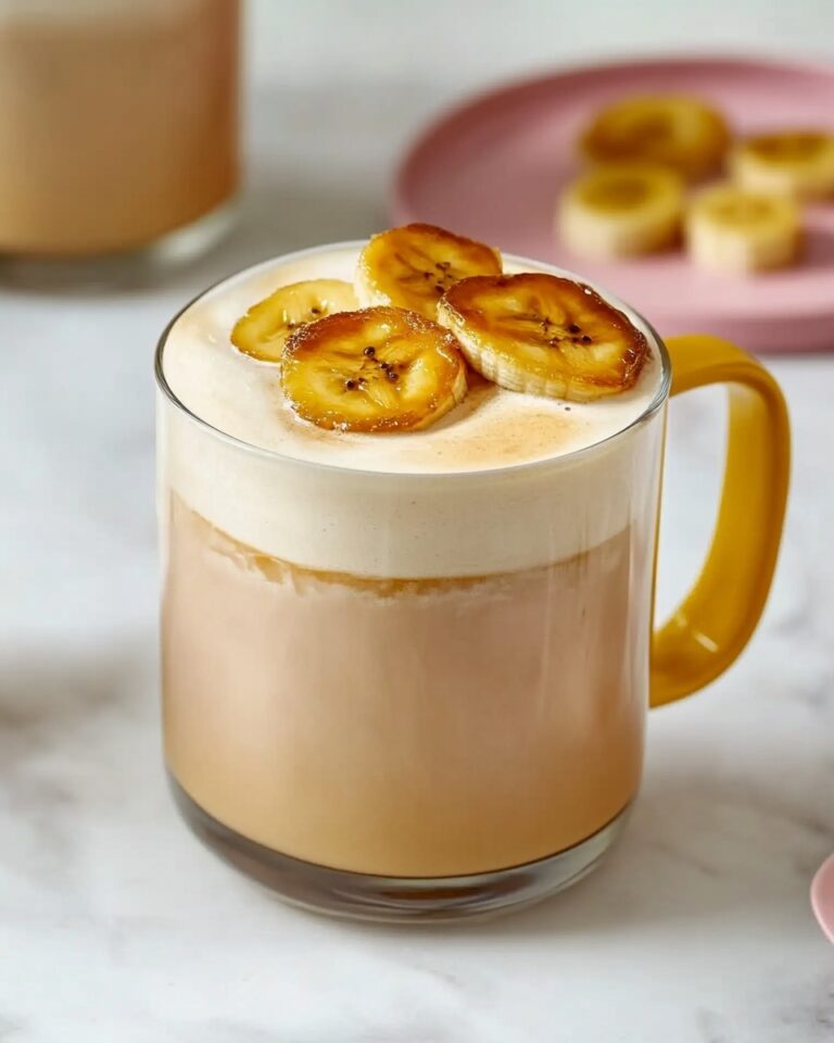 Banana Bread Latte with Homemade Banana Syrup and Caramelized Bananas Recipe