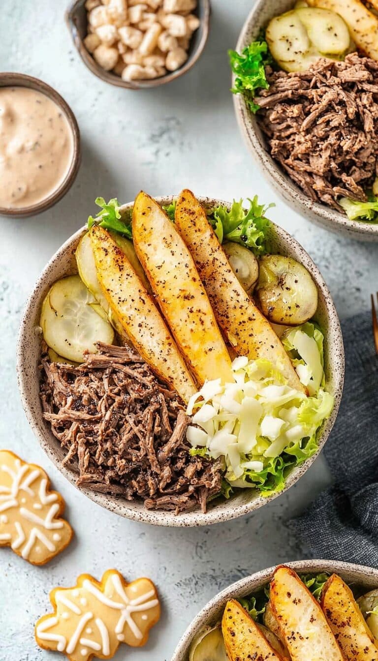 Burger Bowls with Spiced Beef, Lettuce, Cheese, and Homemade Burger Sauce Recipe