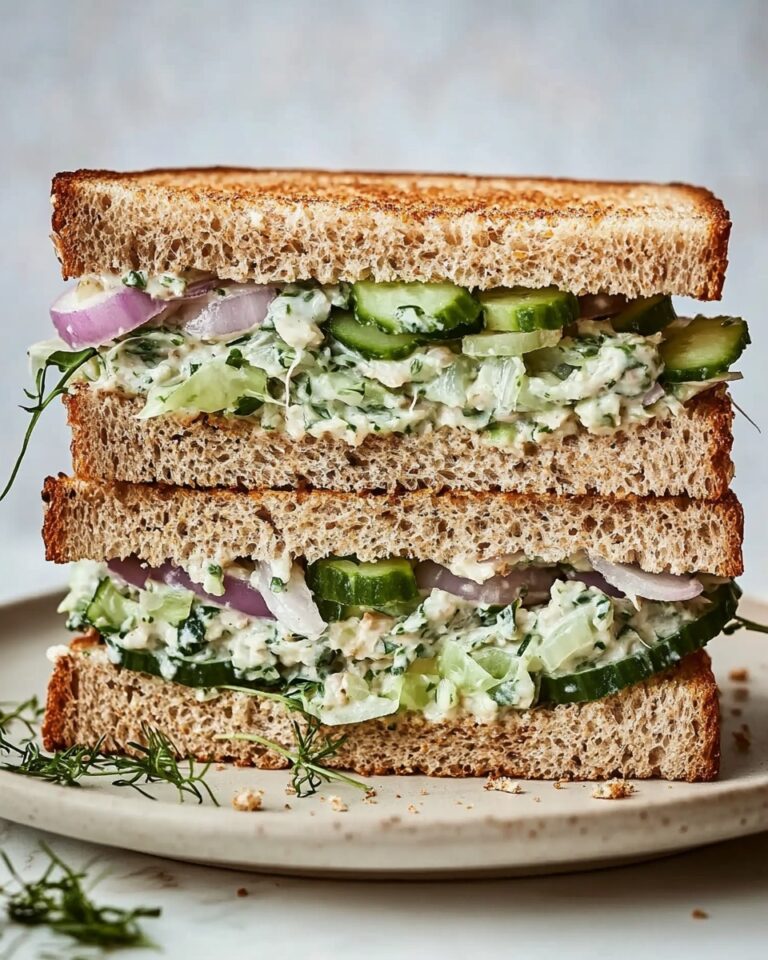Cucumber Salad Sandwich with Feta, Herbs, and Alfalfa Sprouts Recipe