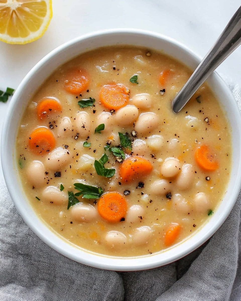 Greek White Bean Soup with Garlic & Lemon Recipe - Recipe Image