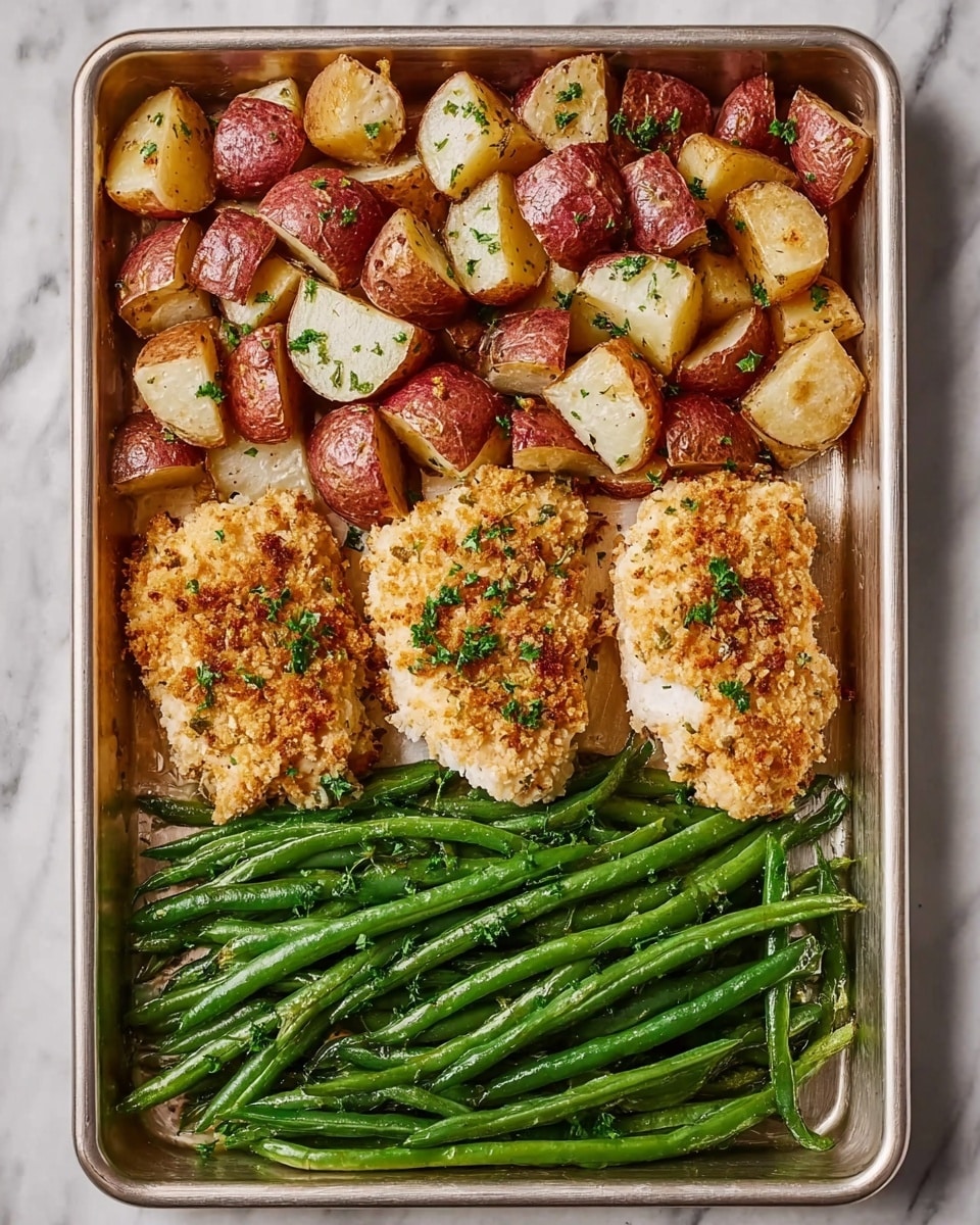 Parmesan Crusted Chicken Sheet Pan Dinner Recipe - Recipe Image