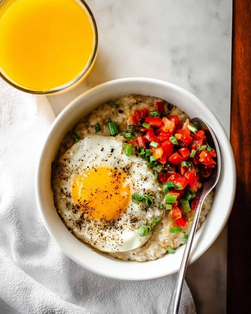 Savory Oatmeal with Cheddar and Fried Egg Recipe