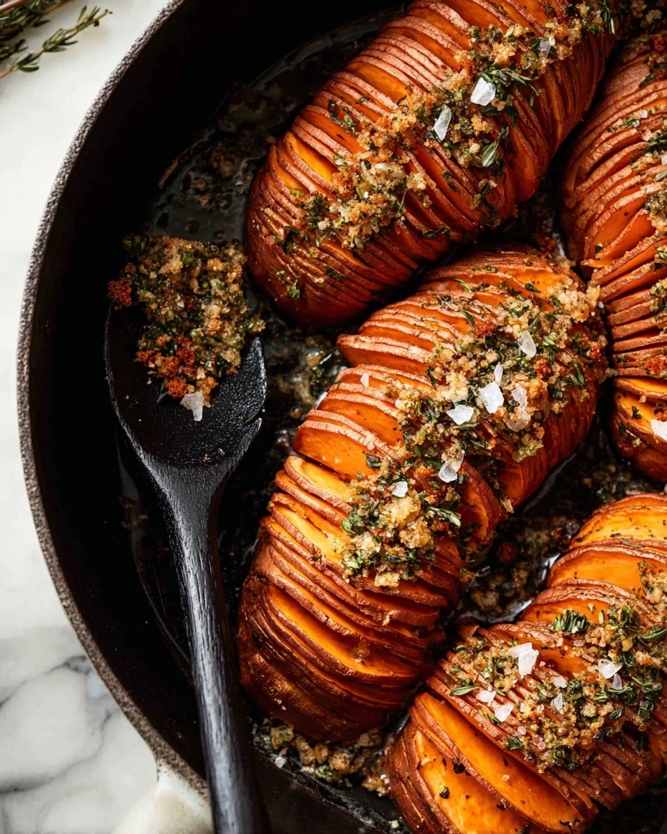 Hasselback Sweet Potatoes with Garlic, Sage, and Nutmeg Recipe - Recipe Image