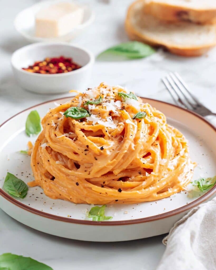 Creamy Tomato Pasta Sauce with Garlic and Basil Recipe