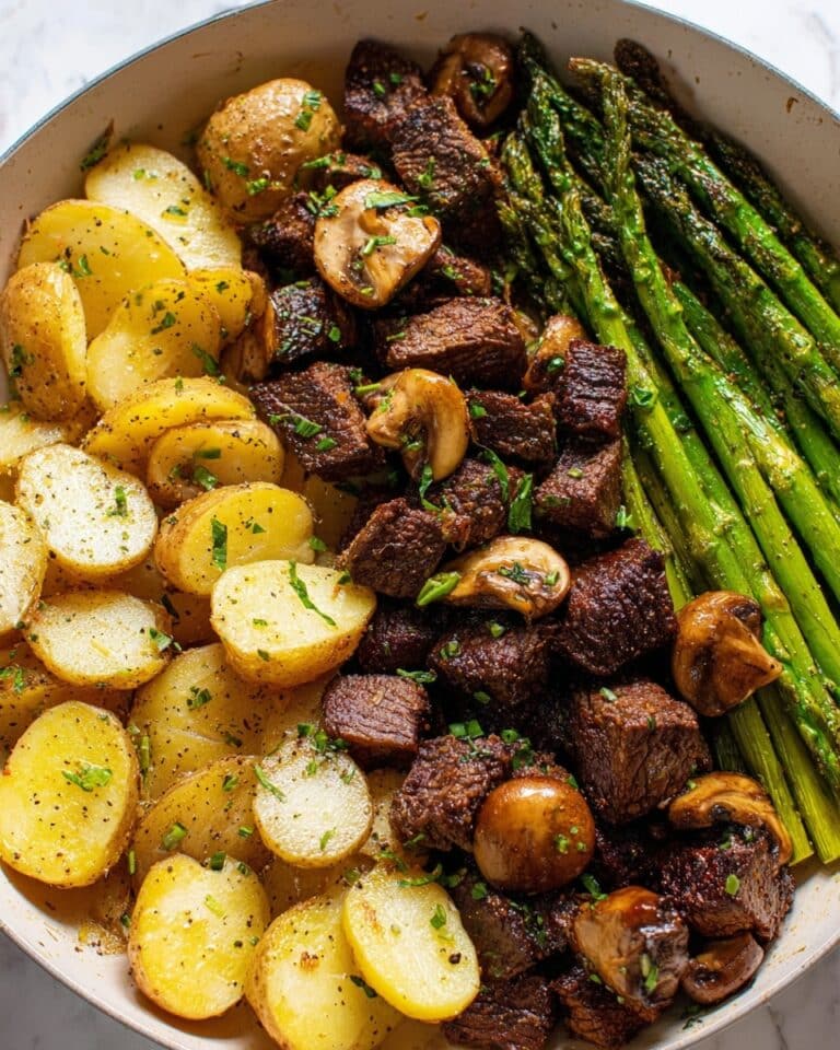 Steak Tips With Roasted Potatoes and Asparagus Recipe
