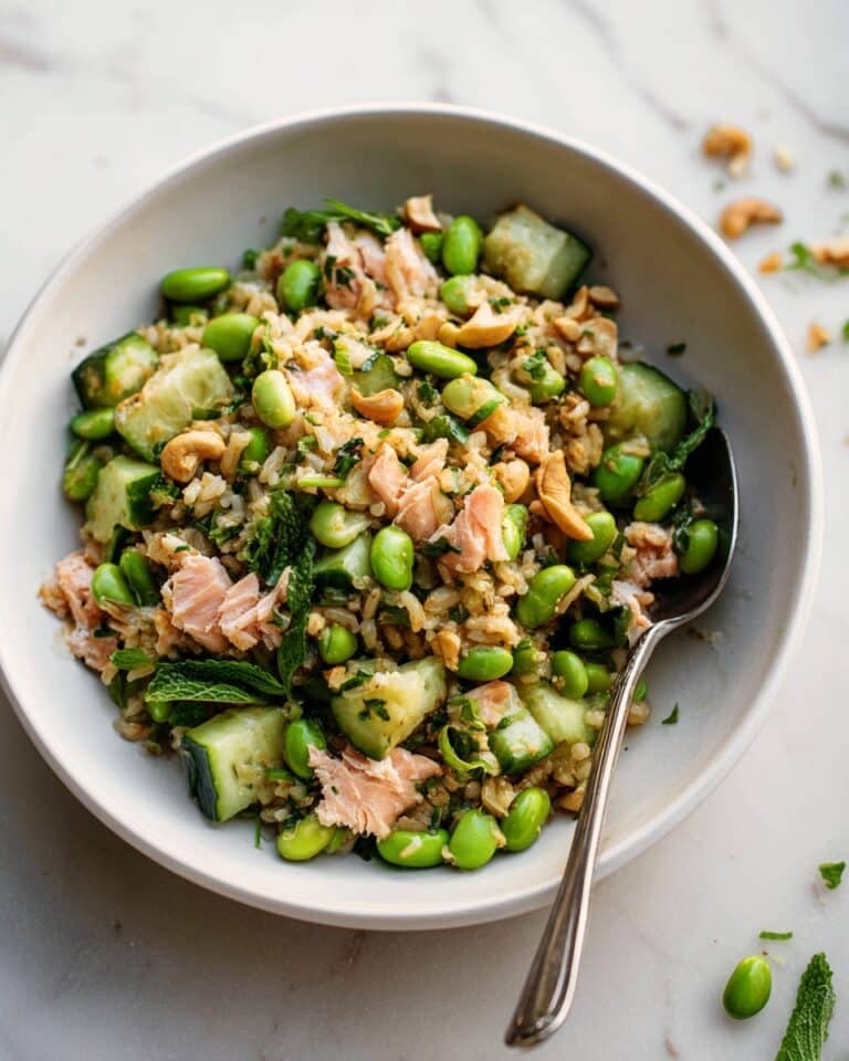 Crispy Rice Salad with Salmon, Edamame, and Toasted Cashews Recipe