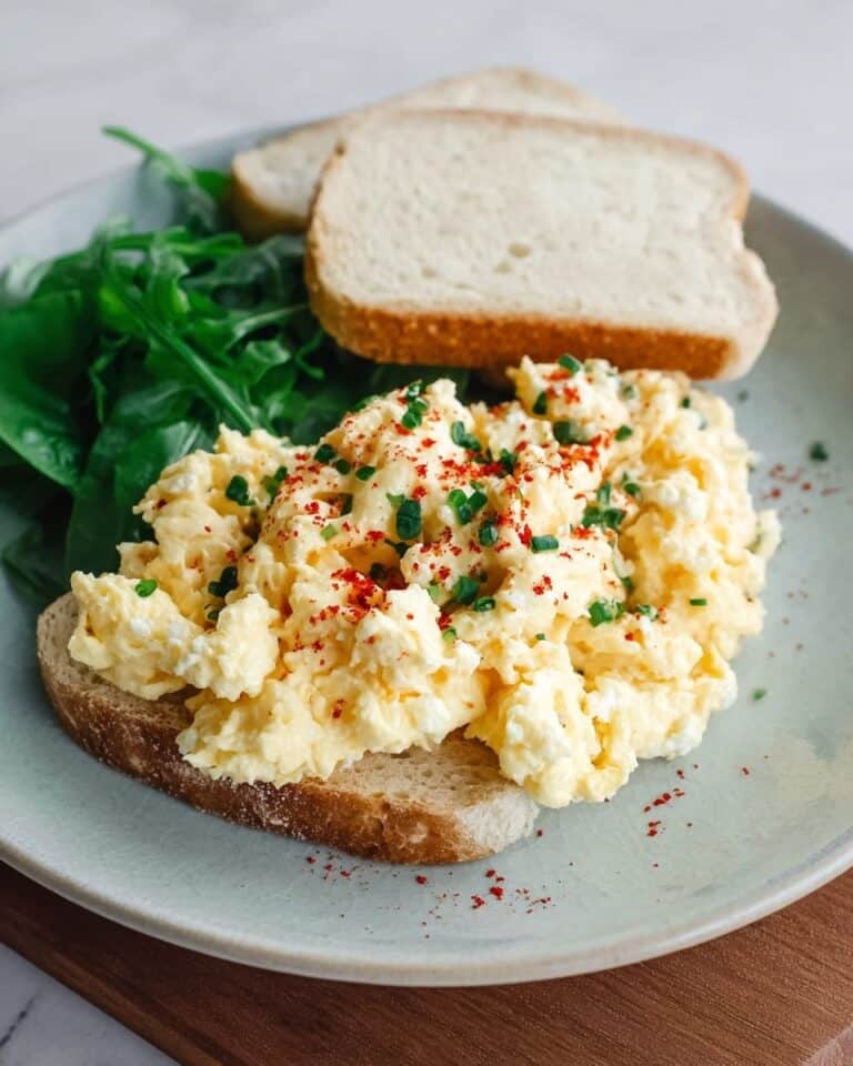 Creamy Ricotta Spinach Scramble with Toasted Sourdough Recipe