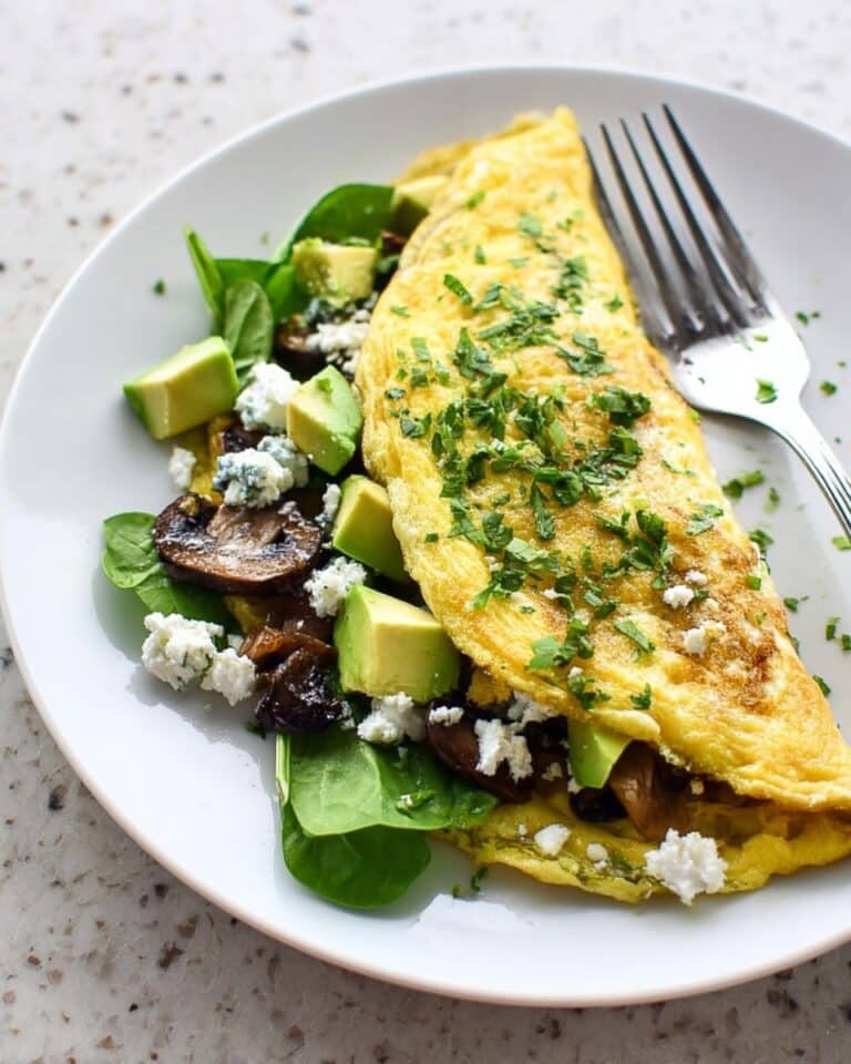Mushroom and Goat’s Cheese Omelet with Spinach and Avocado Recipe
