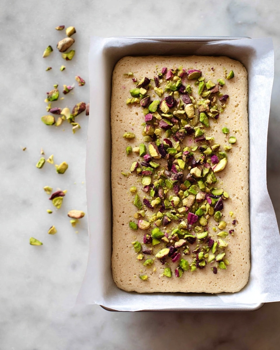 The image shows a thick rectangular bar of light beige fudge on a white plate, placed on a white marbled surface. The fudge has a rough texture with many pieces of green and brown nuts mixed throughout the top layer, which is uneven and chunky. Part of the fudge bar has been sliced into two thick pieces on the right side, with crumbs and small nut bits scattered around on the plate. The inside of the fudge looks dense and slightly crumbly. photo taken with an iphone --ar 4:5 --v 7