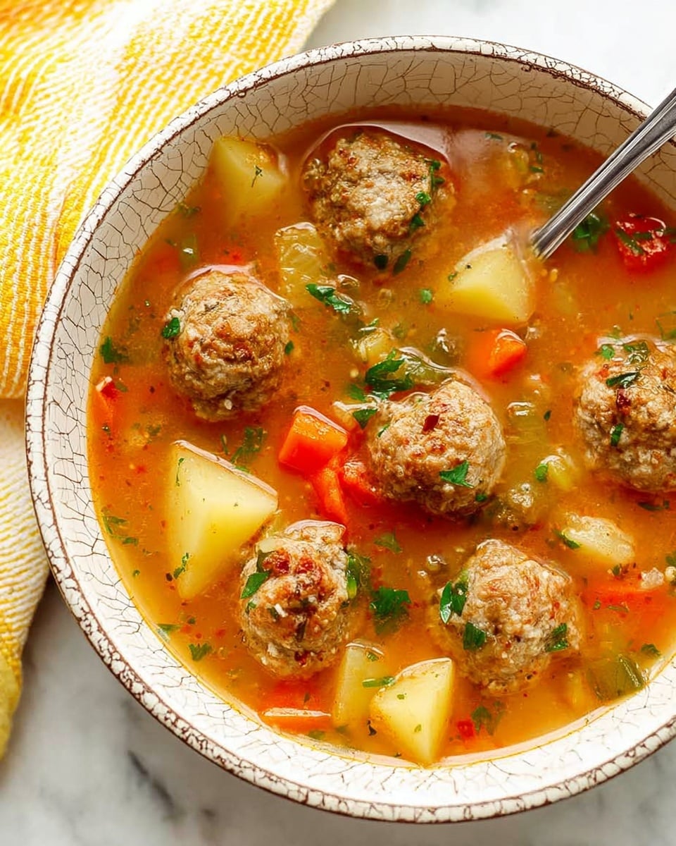 Albondigas Soup with Mexican Meatballs and Fresh Vegetables Recipe - Recipe Image