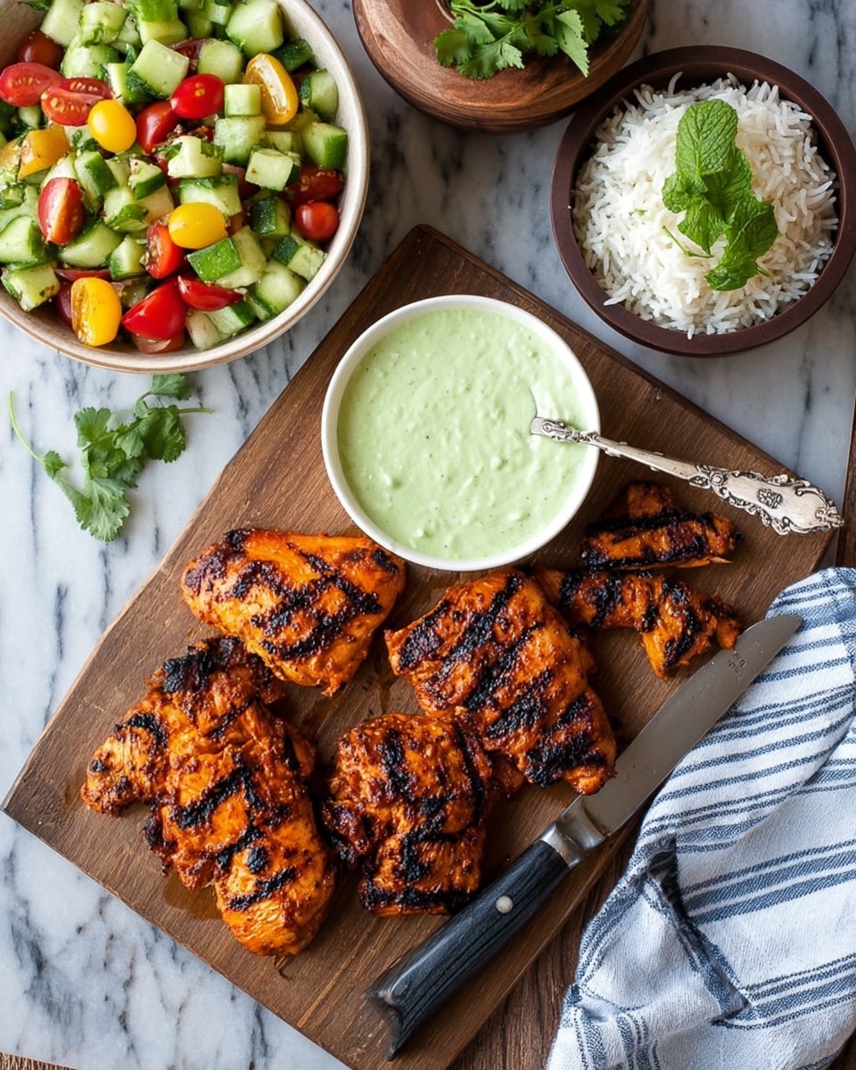 Pollo a la Brasa (Peruvian Chicken) with Aji Verde and Avocado Cucumber Tomato Salad Recipe