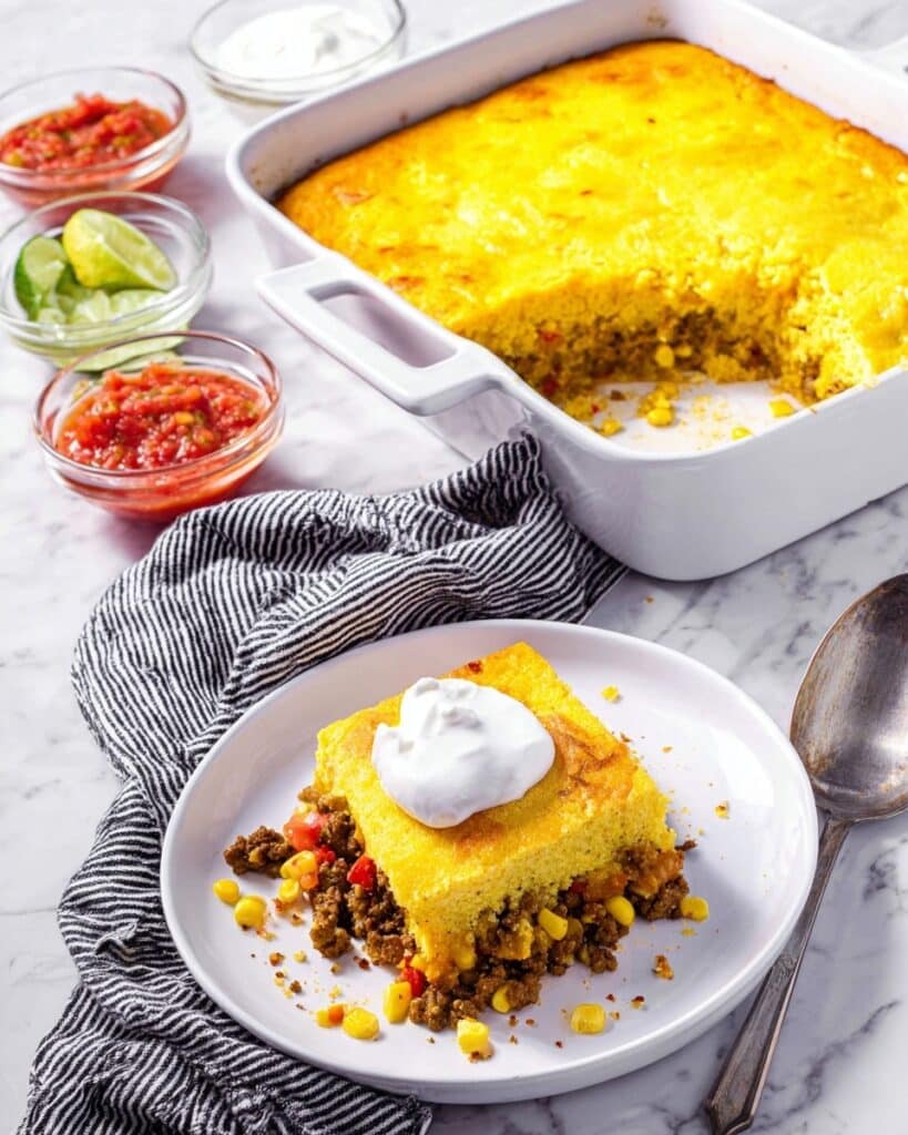 Easy Cheesy Cornbread Taco Casserole Recipe
