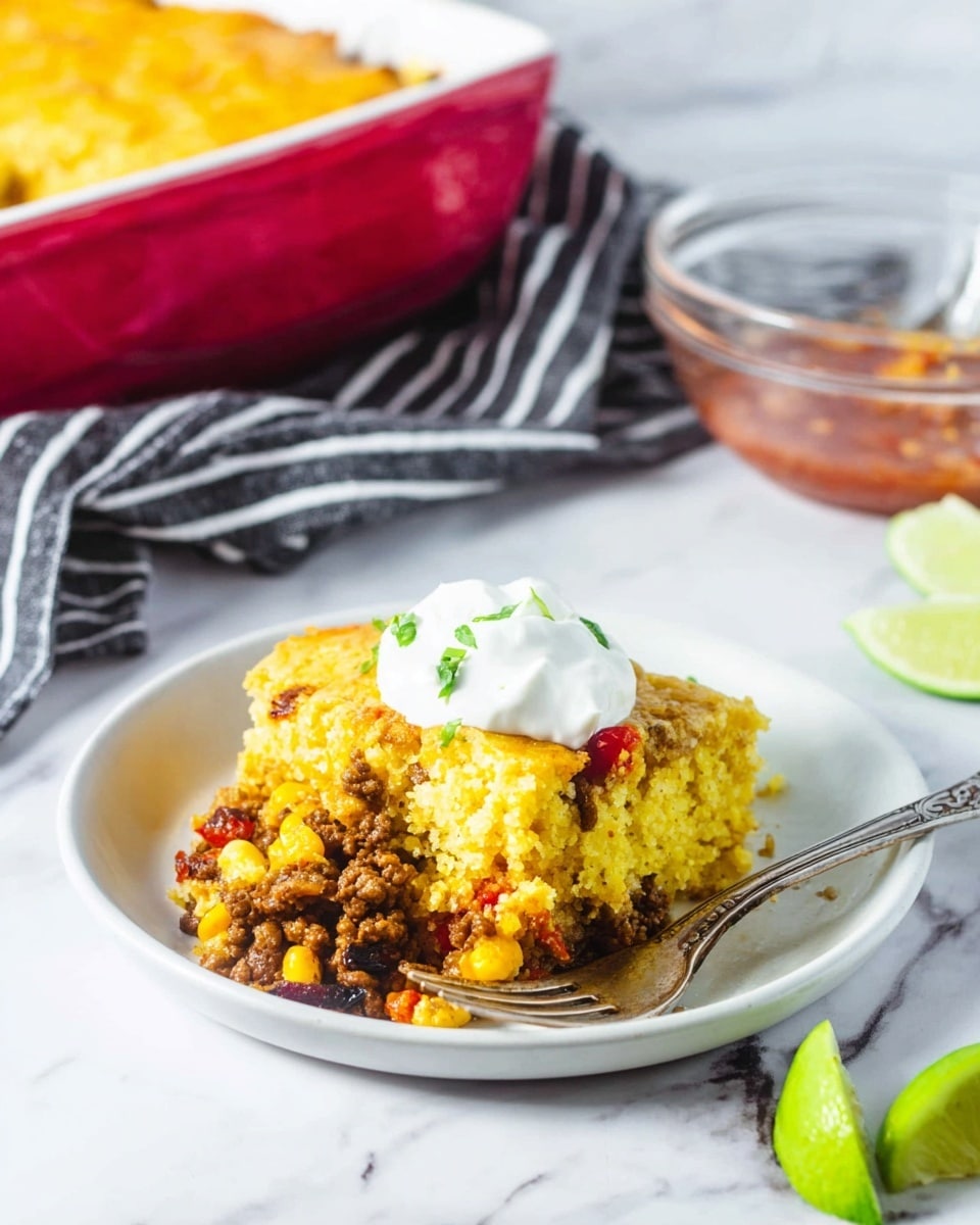Easy Cheesy Cornbread Taco Casserole Recipe - Recipe Image