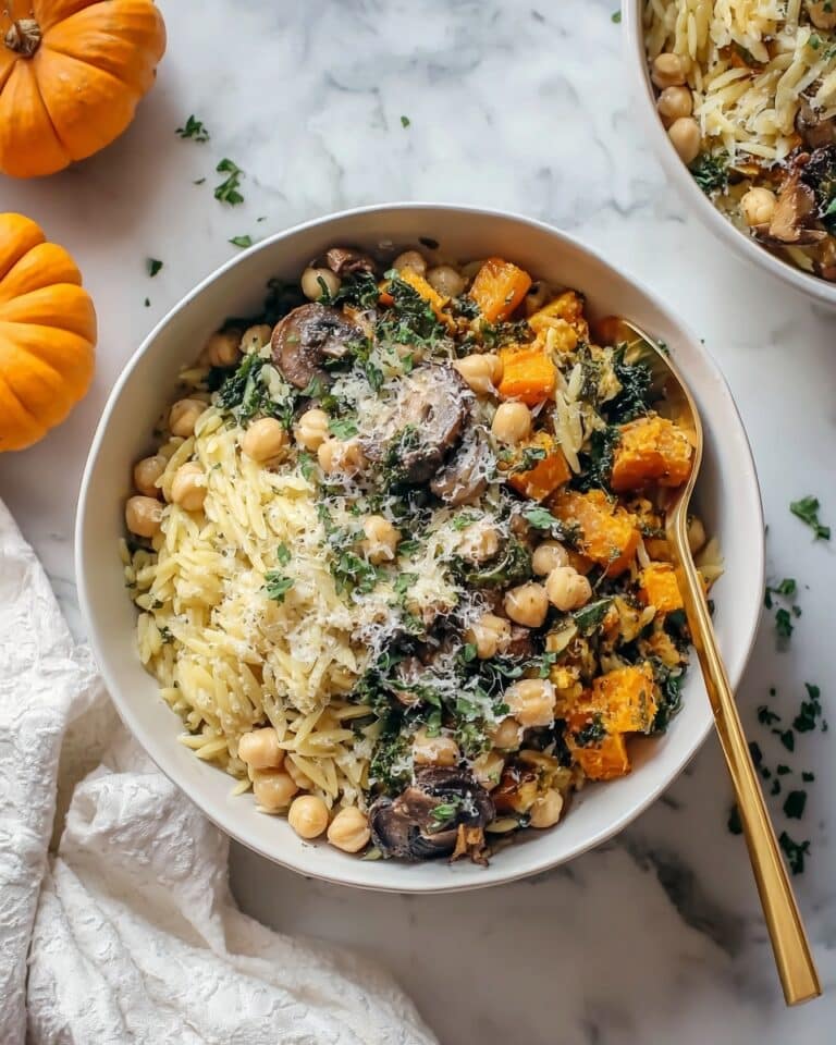 One Pot Fall Vegetable Orzo and Chickpeas Recipe