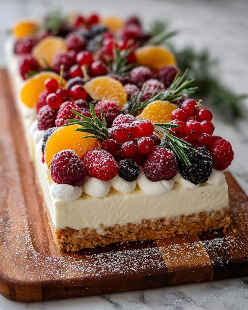 Christmas No-Bake Cheesecake Slab Recipe