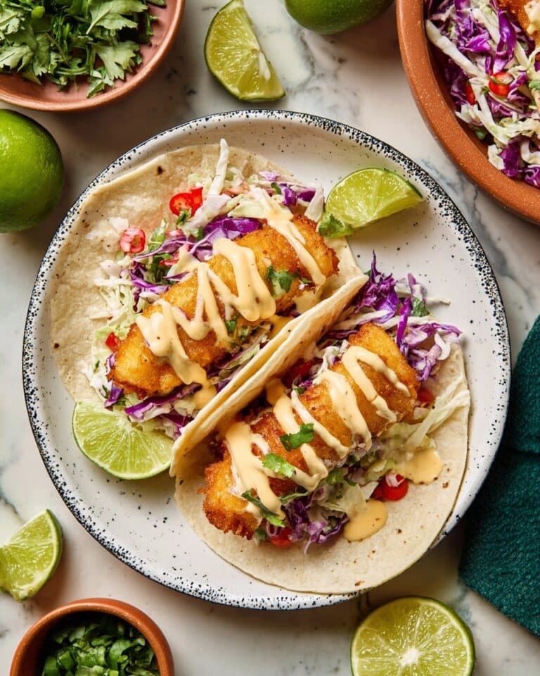 Baja Fish Tacos with Fresh Slaw and Creamy Sauce Recipe