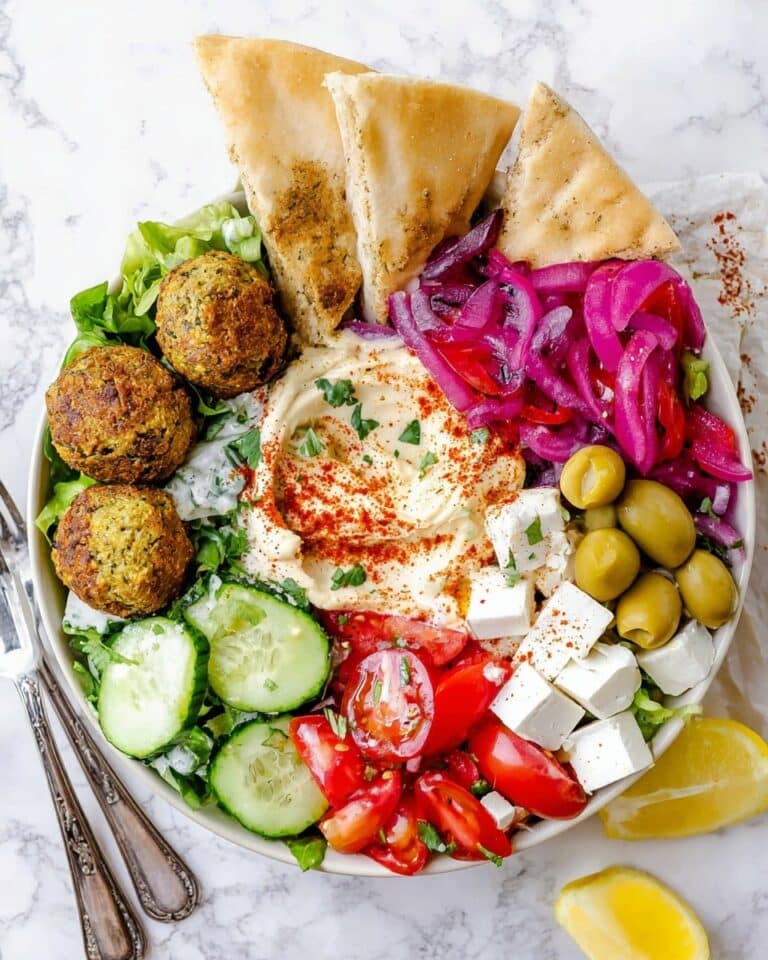 Mediterranean Bowl with Falafel, Feta, and Tahini Sauce Recipe