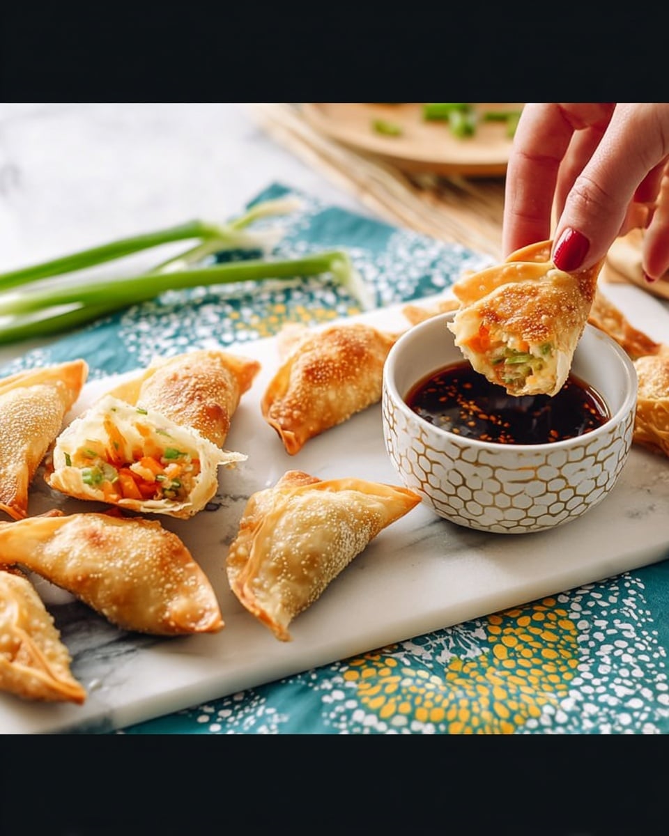 Crispy Crab Rangoons with Sweet Chili Dipping Sauce Recipe - Recipe Image