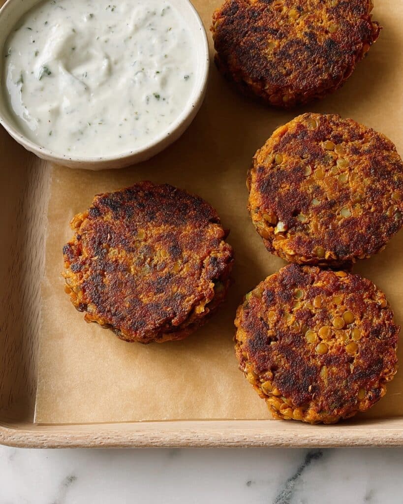 Lentil Burgers with Lemon Yogurt Dip Recipe