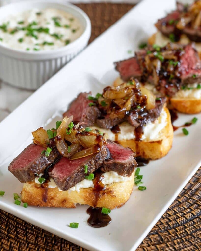 Grilled Steak Crostini with Horseradish Sauce Recipe