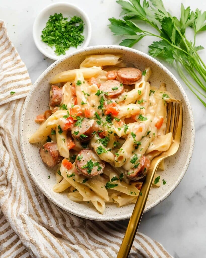 Cajun Sausage Alfredo Pasta Recipe