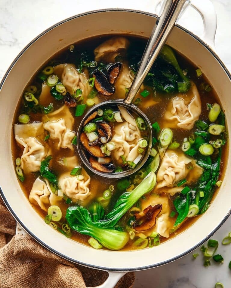 Potsticker Soup with Shiitake Mushrooms, Baby Bok Choy, and Scallions Recipe