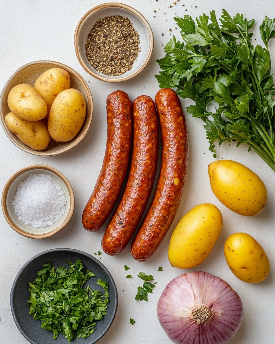 Sheet Pan Smoked Sausage and Potato Bake Recipe - Recipe Image