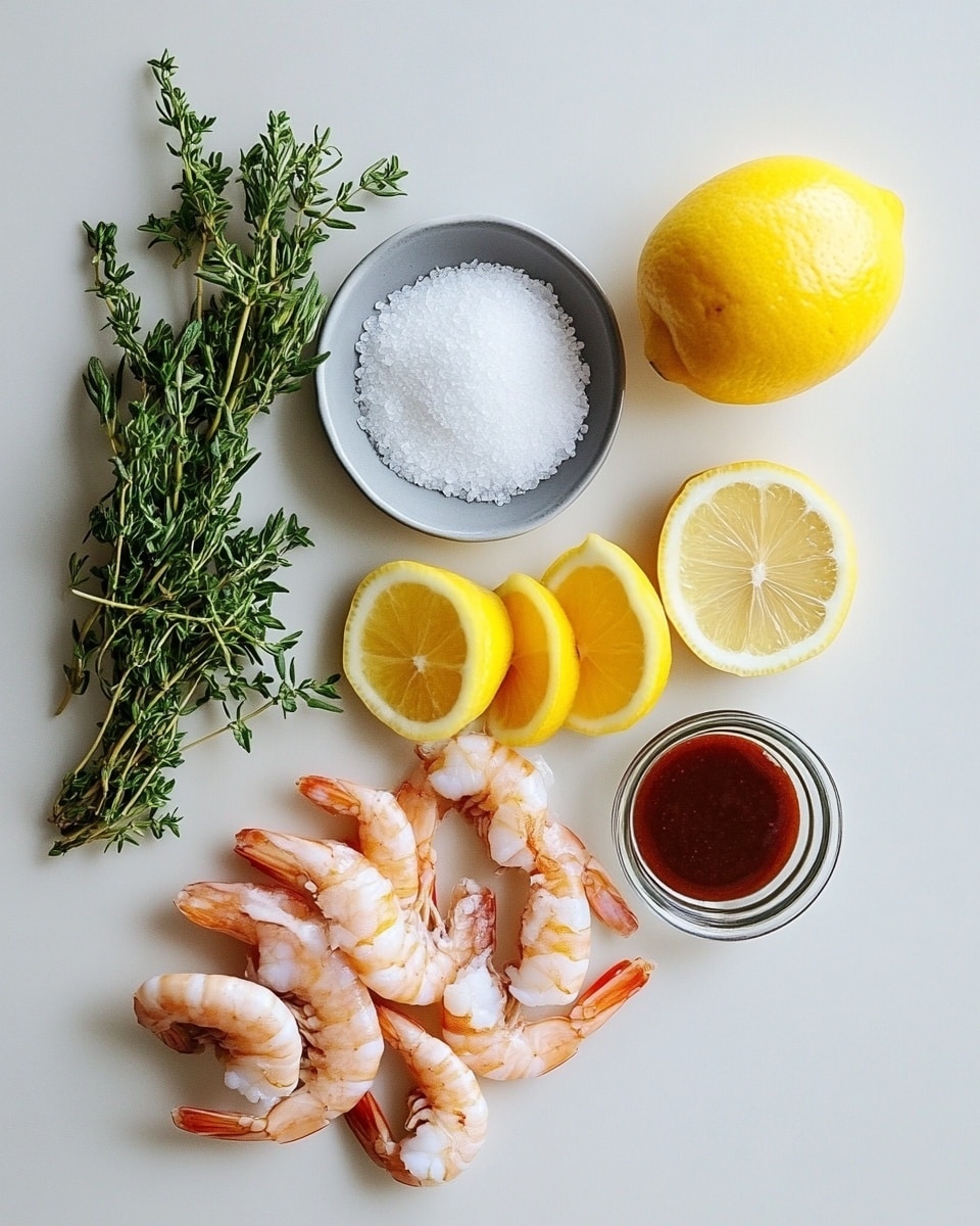 A white round plate holds a layer of crushed ice topped with a ring of peeled shrimp arranged evenly around the plate’s edge, their pink and white bodies curved with tails on. In the center sits a small white cup filled with dark red cocktail sauce with visible texture and a silver spoon inside. Bright yellow lemon wedges are placed on the lower left of the plate and two sprigs of fresh green parsley rest on the upper right. The plate is set on a white marbled surface. Photo taken with an iphone --ar 4:5 --v 7