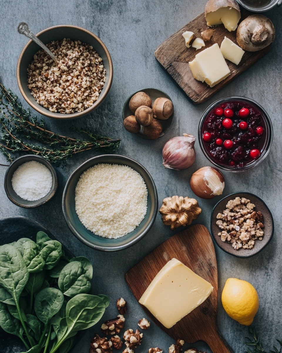 A loaf of nut and seed bread with a rough, textured surface full of visible pieces of nuts and seeds is placed on a wooden board. The loaf has one thick slice cut from the end, showing the dense, chunky interior with mixed colors of brown, beige, and darker bits. Bright red pickled onions with a glossy, shiny look are piled on top of the main loaf near the sliced part, adding a fresh contrast of color. In the background, a white bowl filled with red sauce or jam sits on a white marbled surface, with a spoon inside, and a blue woven cloth is underneath the board. The scene is cozy and detailed, focused on the bread’s texture and the vivid topping, photo taken with an iphone --ar 4:5 --v 7