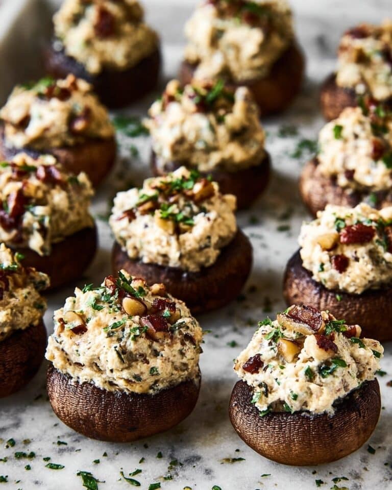 Creamy Parmesan and Pecan Stuffed Mushrooms Recipe
